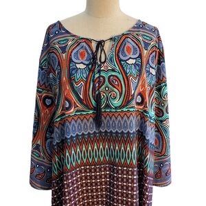 West Kei‎ Paisley And Geometric Print Dress Size 3XL Made In USA